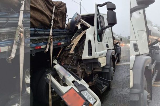 ​Colisão entre caminhões na BR-376 em Guaratuba causa transtornos no tráfego