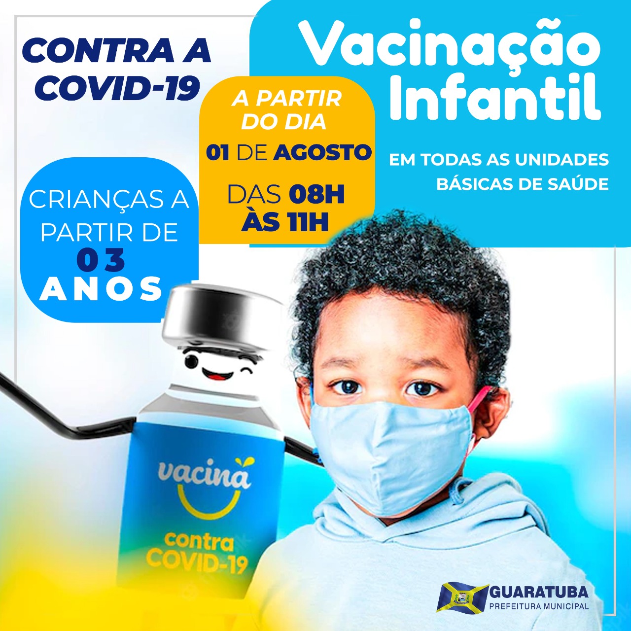 Covid-19: Guaratuba inicia vacinação para crianças de 3 anos