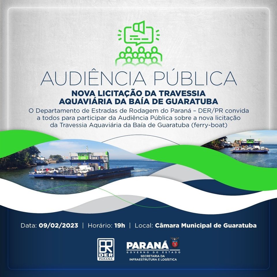 É HOJE: Audiência pública sobre nova licitação do ferry boat de Guaratuba