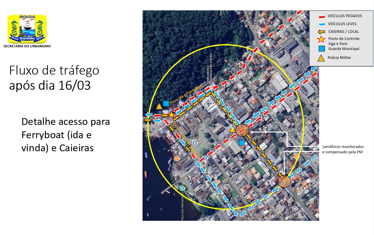 ​Confira as alterações no trânsito no centro por conta das obras da Ponte de Guaratuba