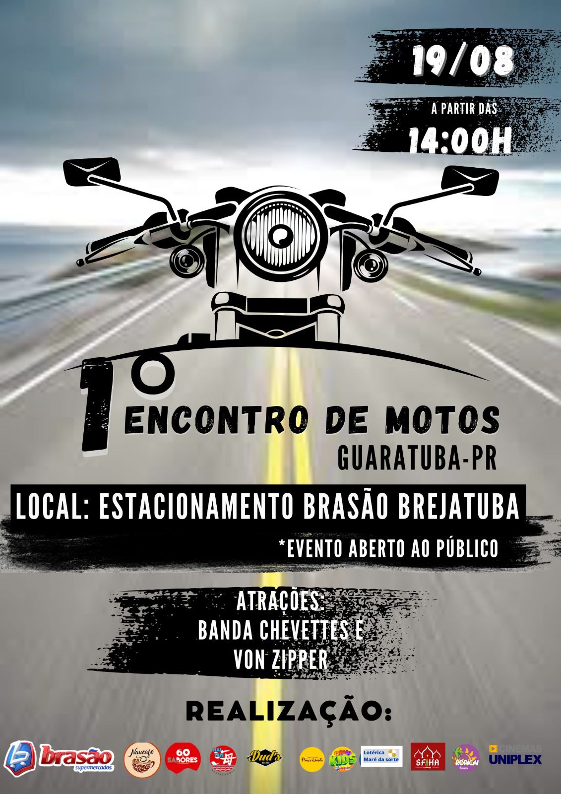 Patio do Brasão Supermercados no brejatuba , será palco de um grande encontro de motos neste sabado (19)